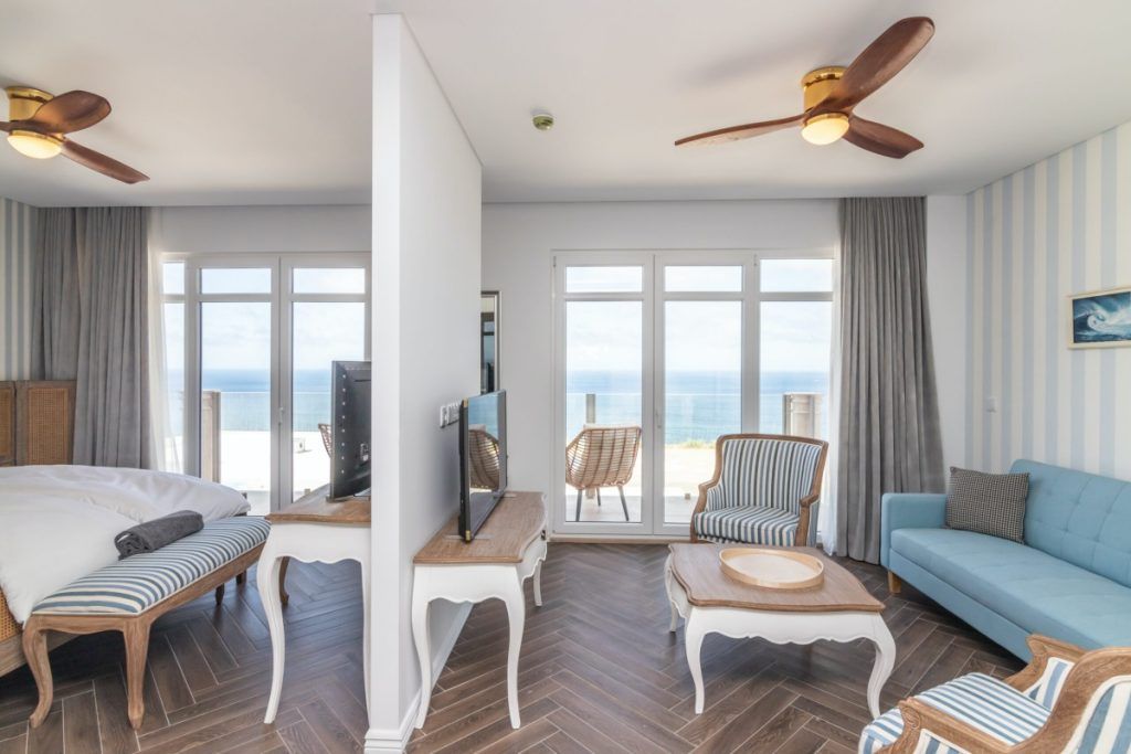 Private apartment with stunning beachfront location and amazing sea views at a luxury surf camp in Portugal near Peniche